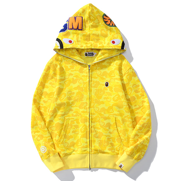 BAPE Yellow Camo Shark Zip Hoodie product image