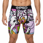 PSD Style Purple Cartoon Graphic Long-Leg Boxer Briefs front model view