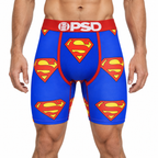 PSD Style Blue Shield Graphic Long-Leg Boxer Briefs front model view