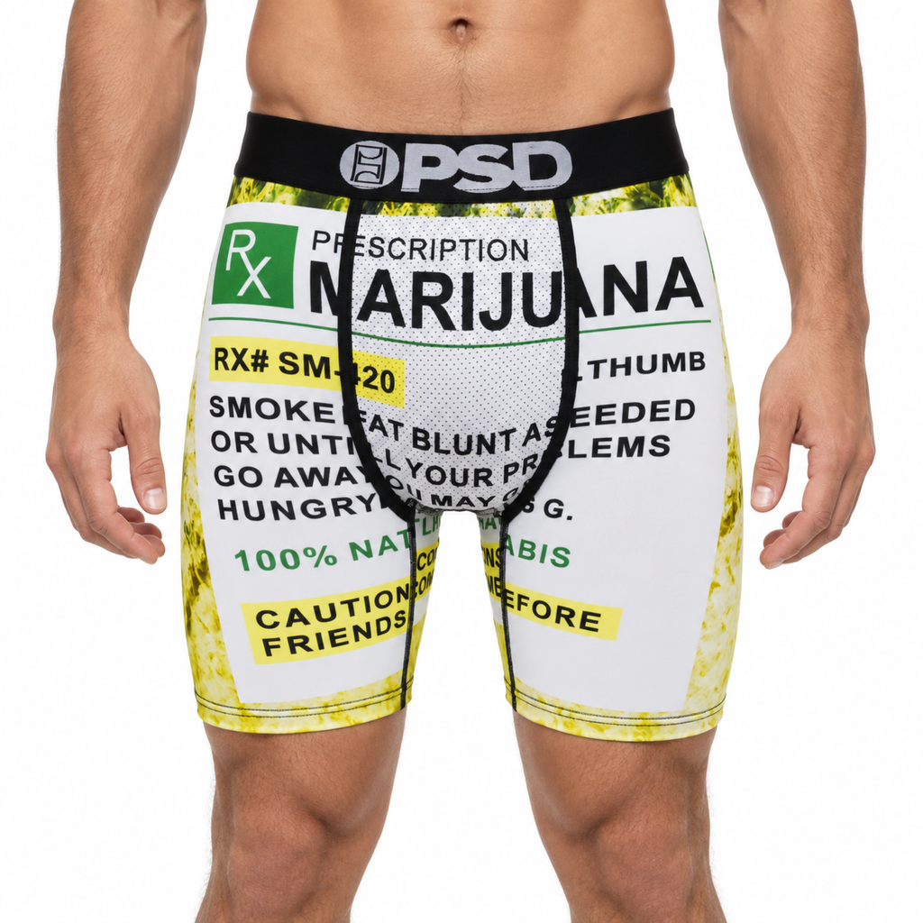 PSD Style Prescription Graphic Long-Leg Boxer Briefs front model view