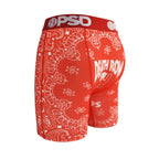 PSD Style Red Bandana Print Long-Leg Boxer Briefs product detail