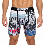 PSD Style Black Graffiti Graphic Boxer Briefs front model view