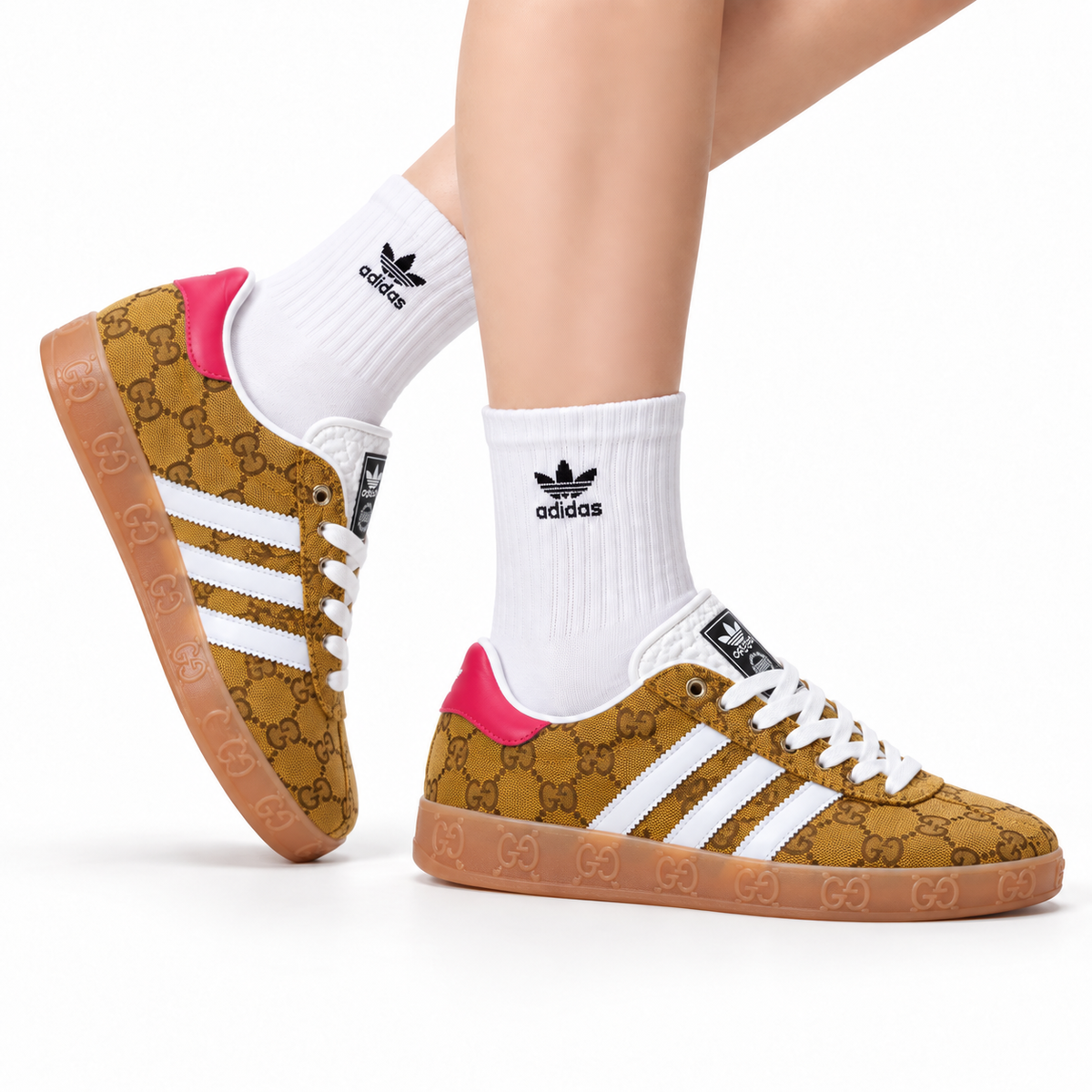 Adidas Originals Samba GG Monogram Gold Brown Sneakers