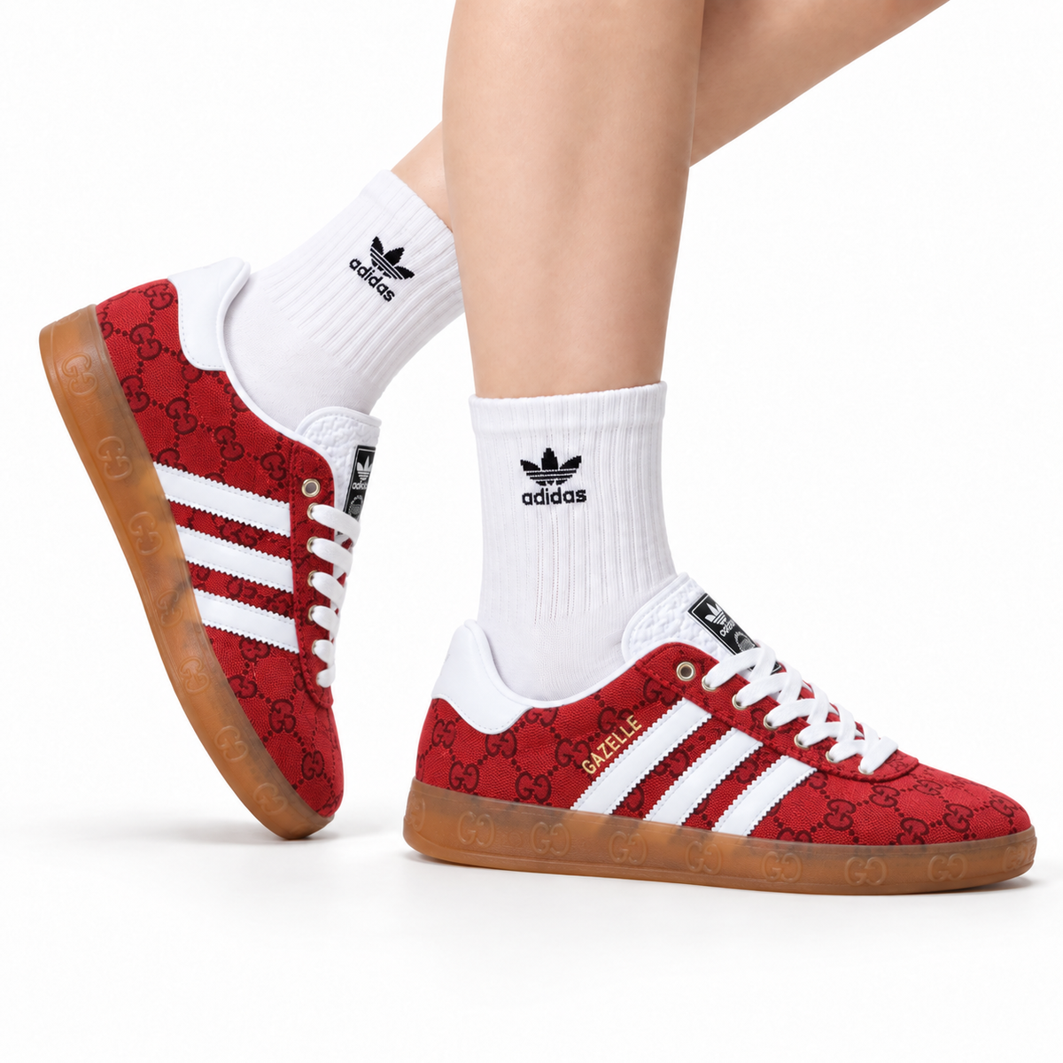 adidas x Gucci Gazelle Red GG Monogram Sneakers