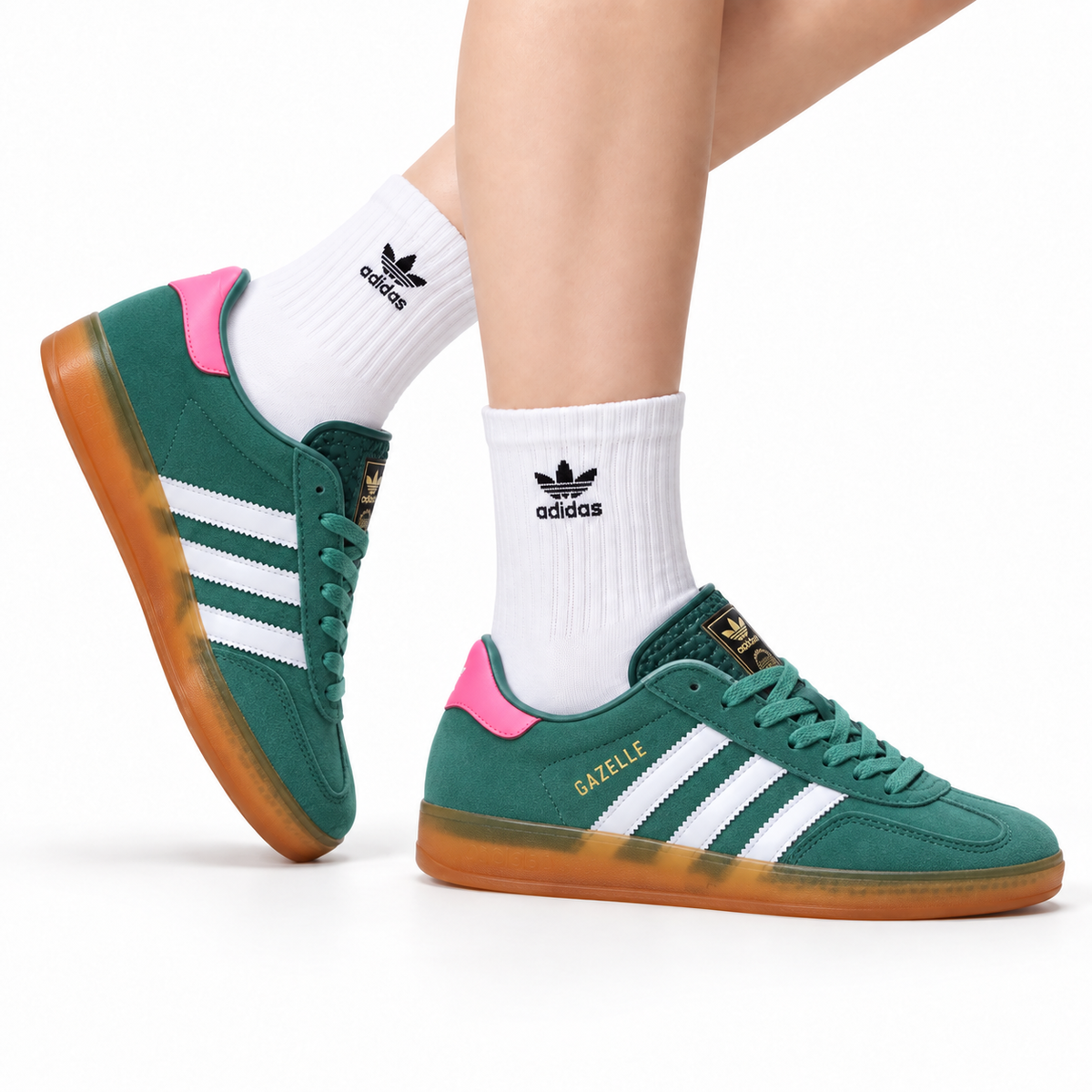 adidas x Gucci Gazelle Green Pink Sneakers