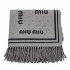 Miu Miu Style All-Over Logo Fringe Scarf