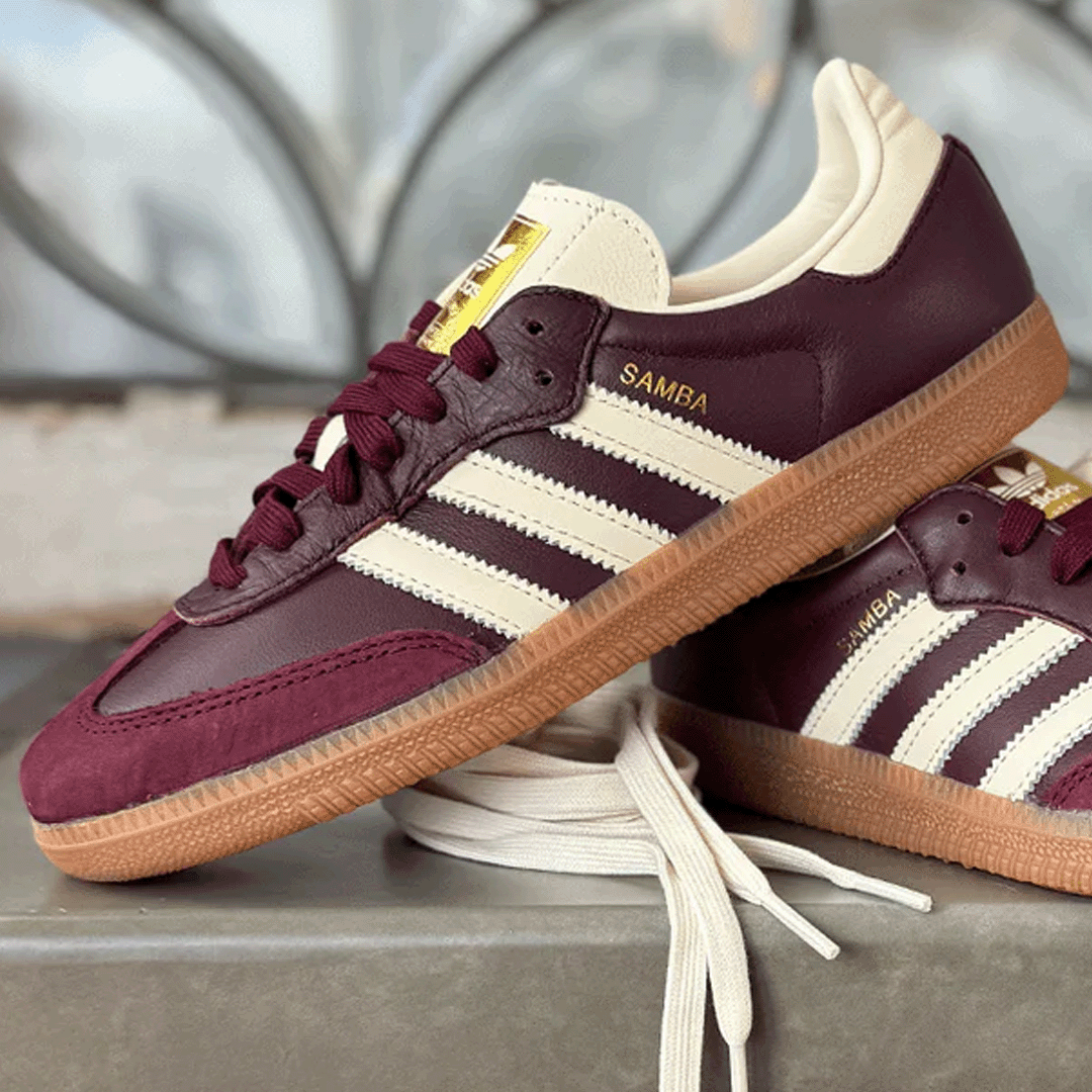 adidas Samba OG Maroon Gold Metallic Women's product image 4