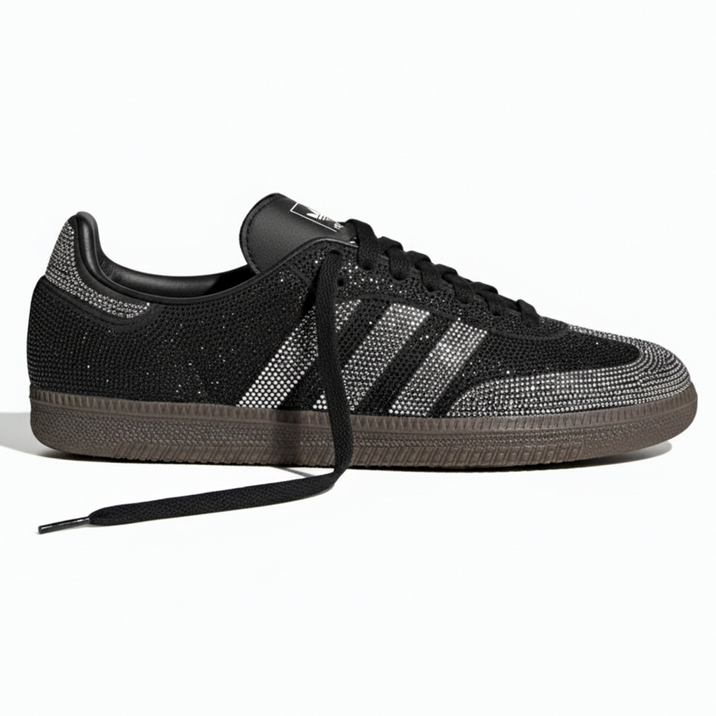 adidas Samba OG Rhinestone Black Silver Women's - Black / Silver Rhinestone side view