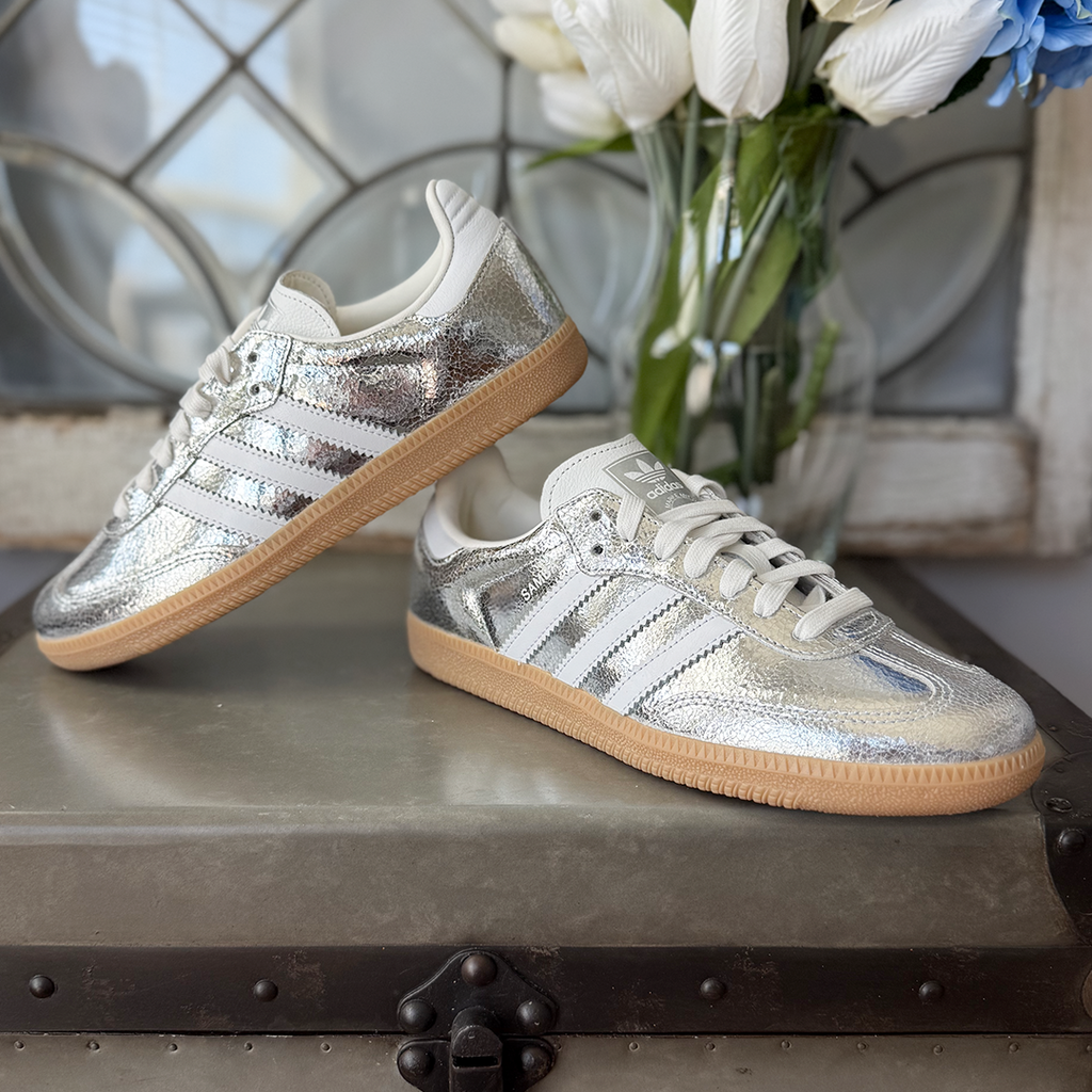 adidas Samba OG Silver Metallic Cracked Leather Women's product image 6