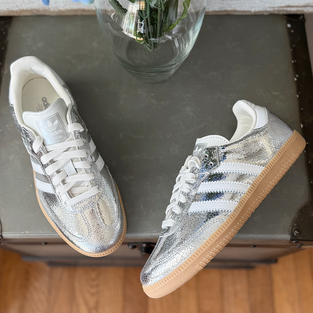 adidas Samba OG Silver Metallic Cracked Leather Women's product image 3