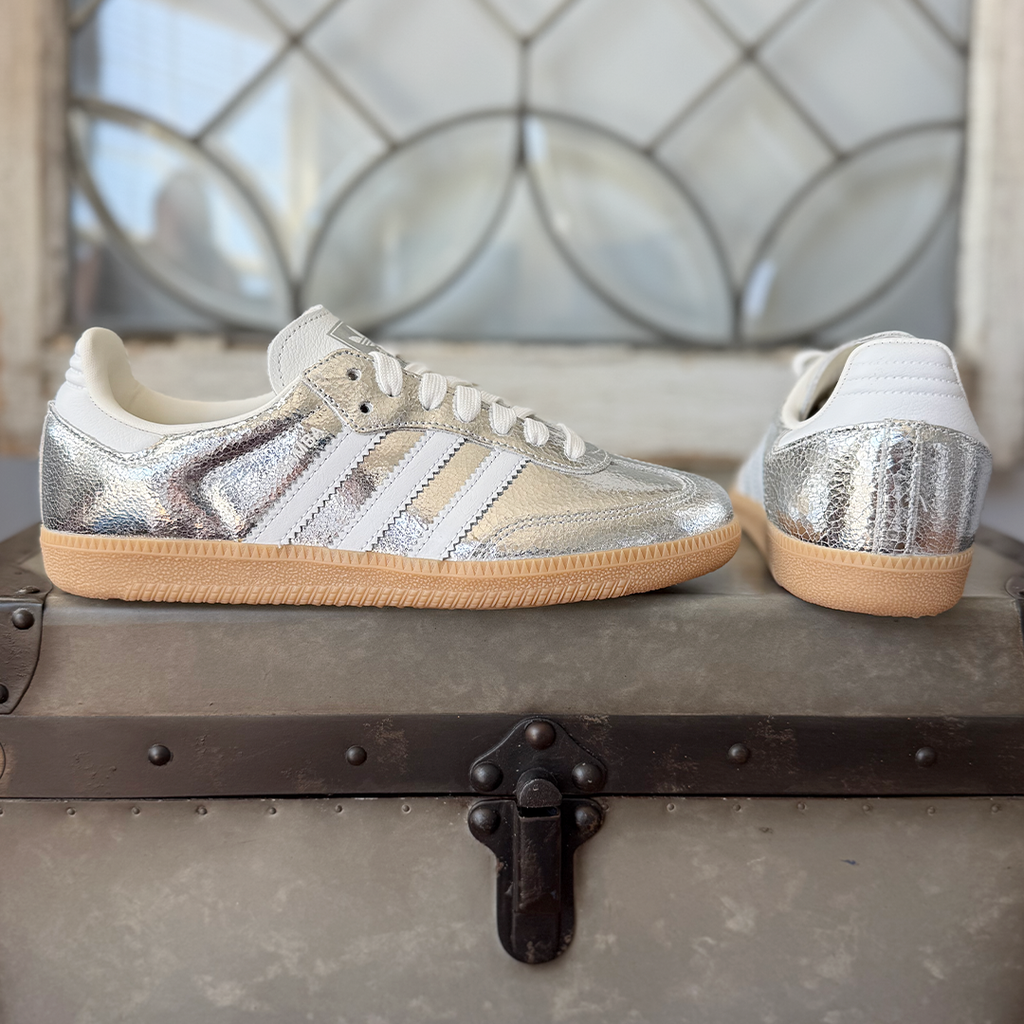 adidas Samba OG Silver Metallic Cracked Leather Women's product image 5