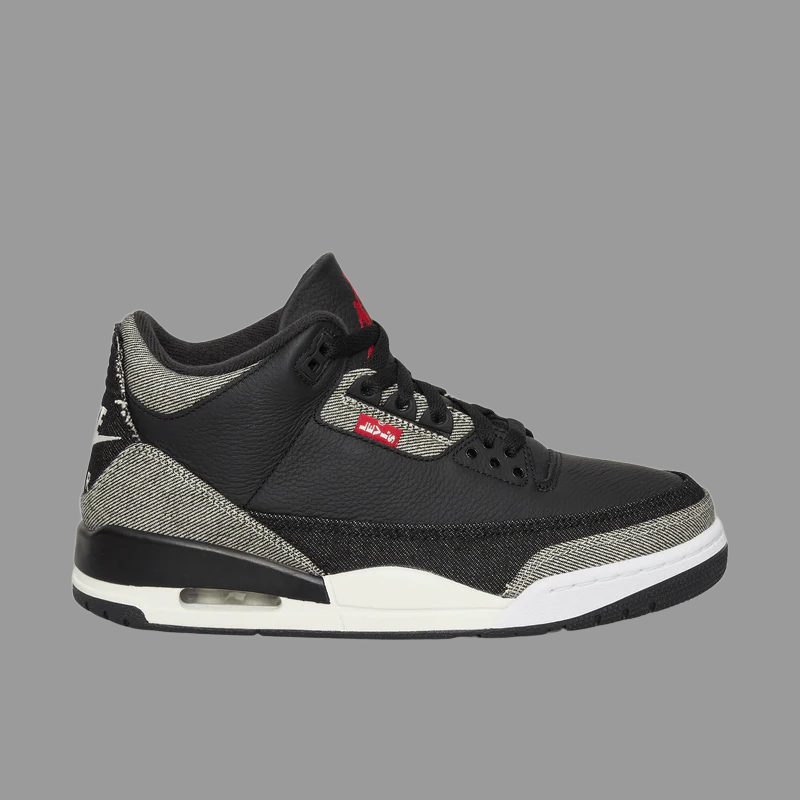 Levis Air Jordan 3 Sneakers Black / White