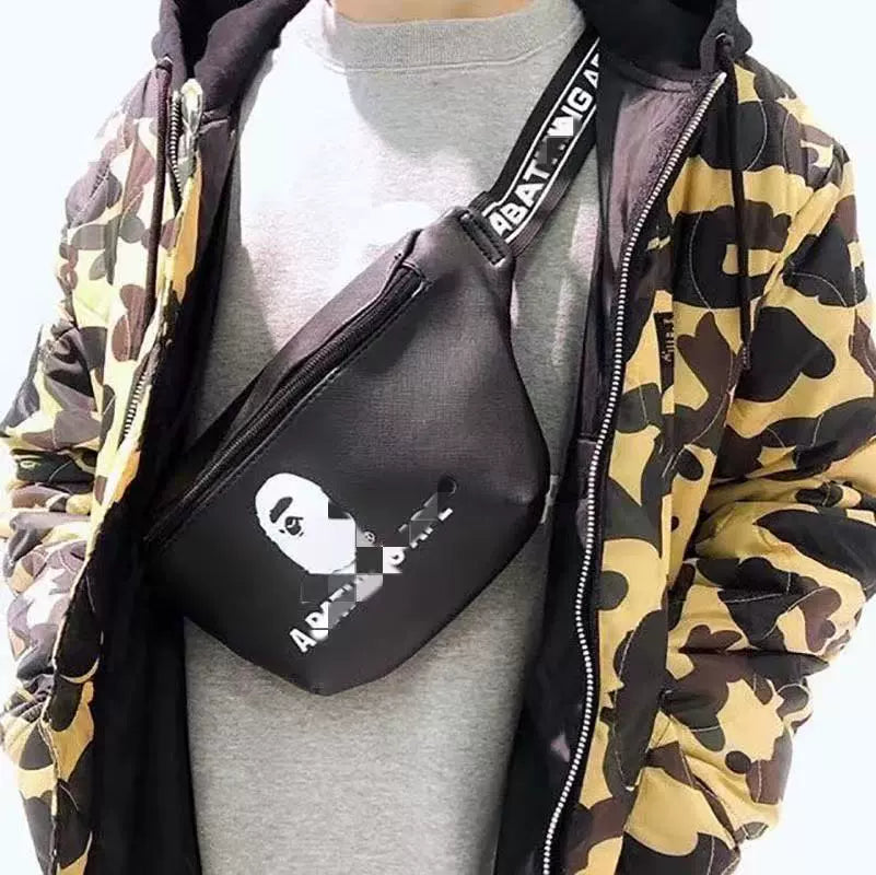 BAPE PU Leather Graphic Chest Sling Bag - Detail View 3