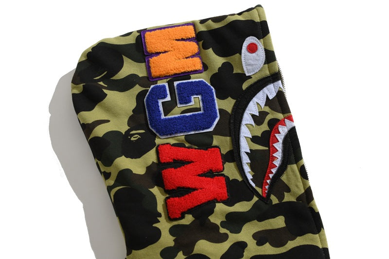 BAPE Green Camo Shark Hoodie product view 4