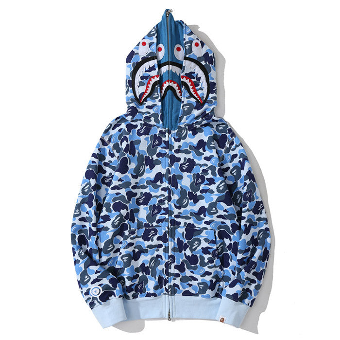 BAPE Double-hat Big ABC Camo Shark Hoodie - image 2