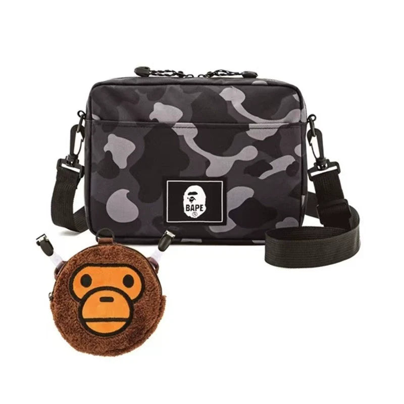 BAPE Camo Nylon Crossbody Shoulder Bag Edition 2113 - Gray Black Camo Two-piece Set - View 1