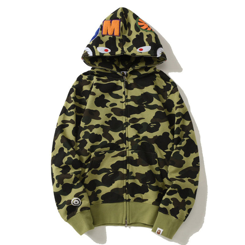 BAPE Green Camo Shark Hoodie product view 7