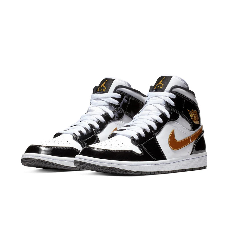 Air Jordan 1 Mid SE Patent Black Gold
