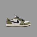 Air Jordan 1 Low OG Medium Olive And Summit White Grade School Lifestyle Shoe
