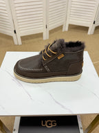 UGG Dark Brown Waxed Leather Shearling Boots - product view 3