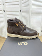 UGG Dark Brown Waxed Leather Shearling Boots - product view 5