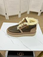 UGG Taupe Shearling-Collar Leather Boots - product view 3