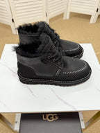 UGG Black Shearling-Collar Leather Boots - product view 6