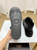 UGG Black Shearling-Collar Leather Boots - product view 7