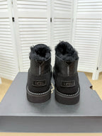 UGG Black Shearling-Collar Leather Boots - product view 8