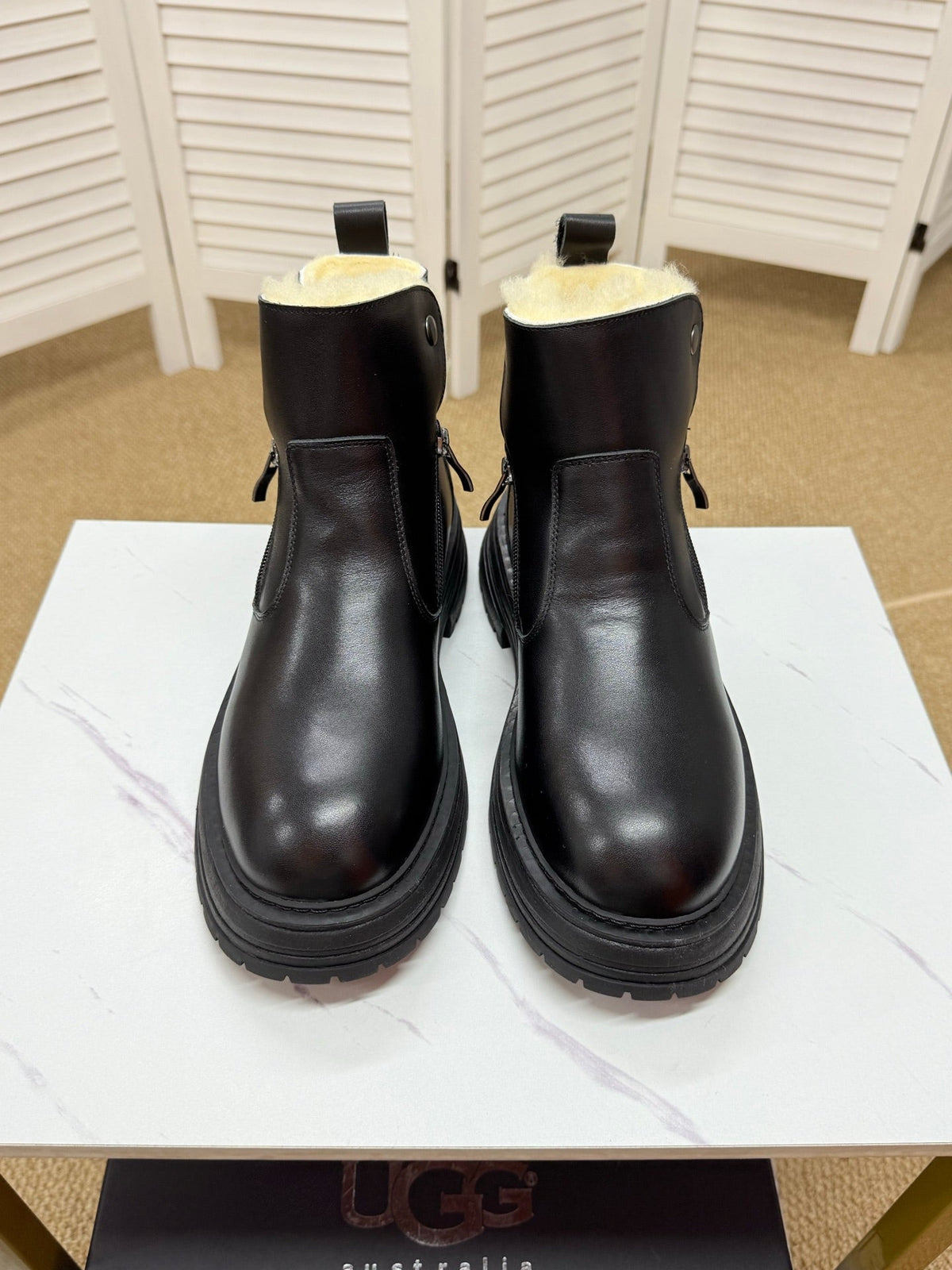 UGG Black Folded-Cuff Leather Boots - product view 2