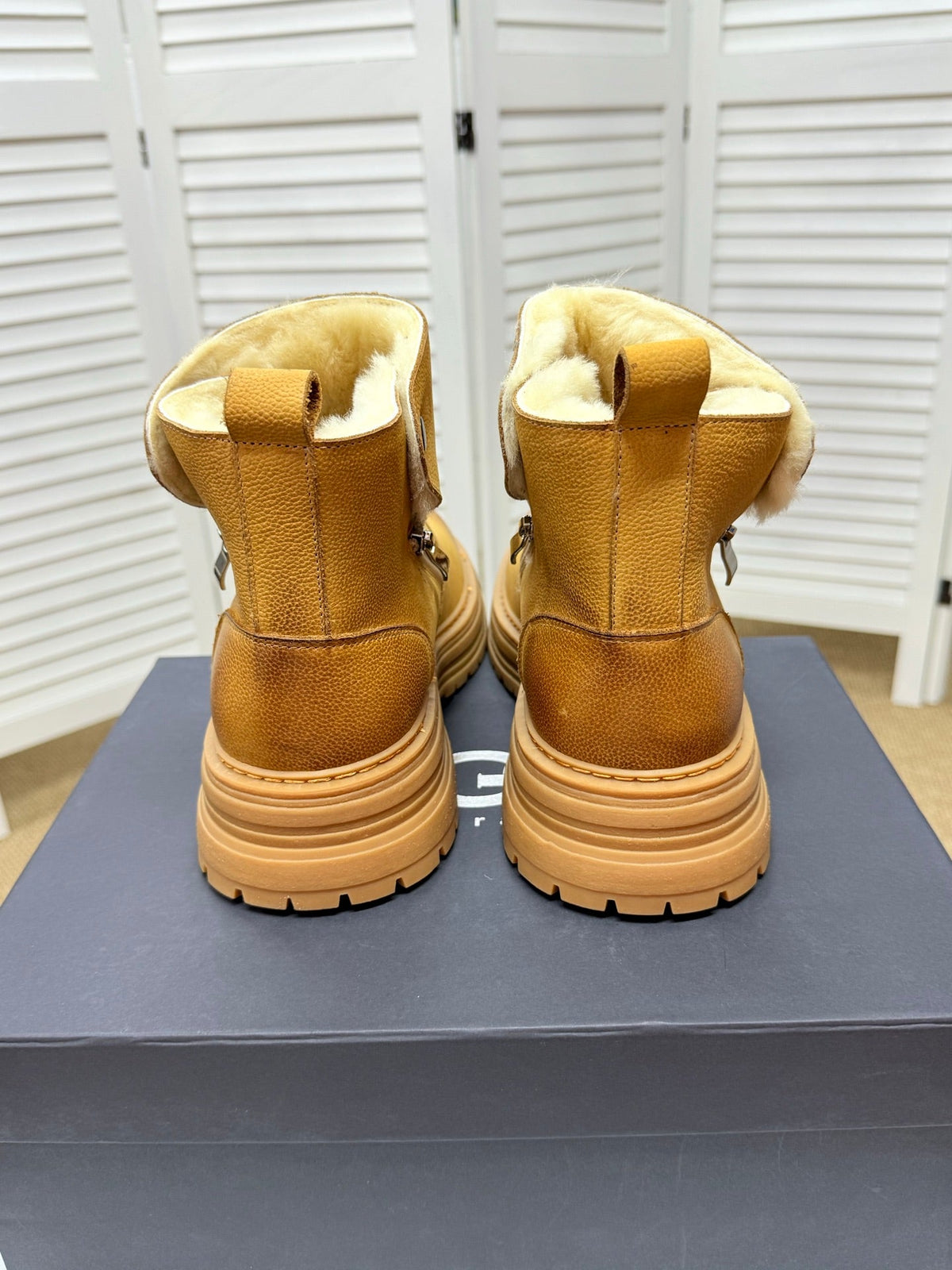 UGG Chestnut Shearling-Collar Leather Boots - product view 8