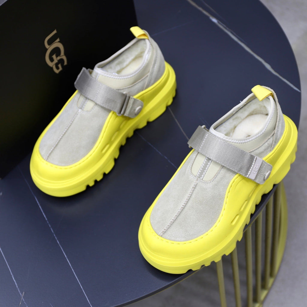 UGG Gray Neon-Yellow Strap Platform Shoes - product view 3