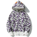 BAPE Purple Camo Shark Zipper Double Hoodie - image 1