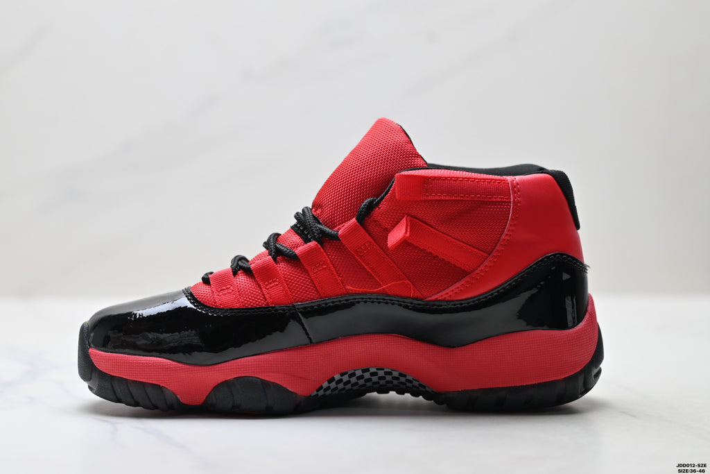 Air Jordan 11 Retro Red and Black Unisex Sneakers Style 01 detail view 1
