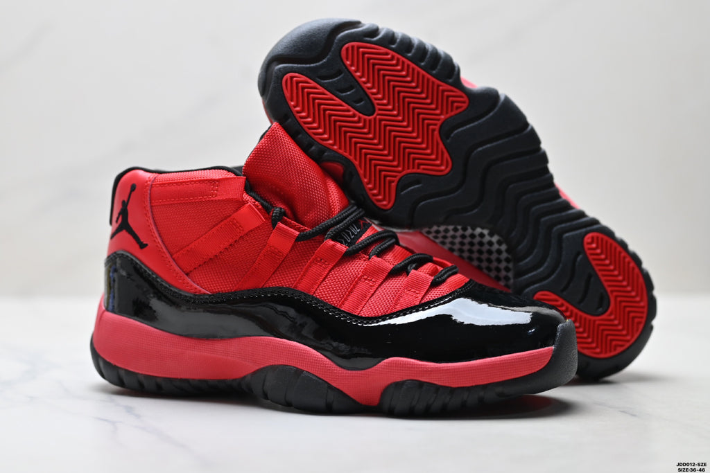 Air Jordan 11 Retro Red and Black Unisex Sneakers Style 01 detail view 3