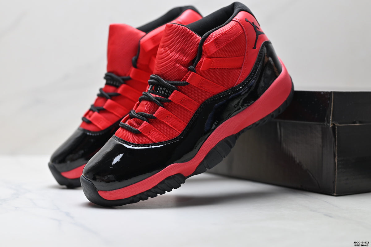 Air Jordan 11 Retro Red and Black Unisex Sneakers Style 01 detail view 6