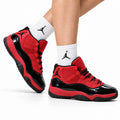 Air Jordan 11 Retro Red and Black Unisex Sneakers Style 01 on-foot main image