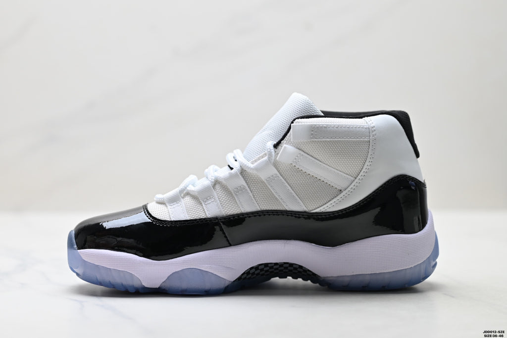 Air Jordan 11 Retro White Black and Icy Blue Unisex Sneakers Style 02 detail view 2