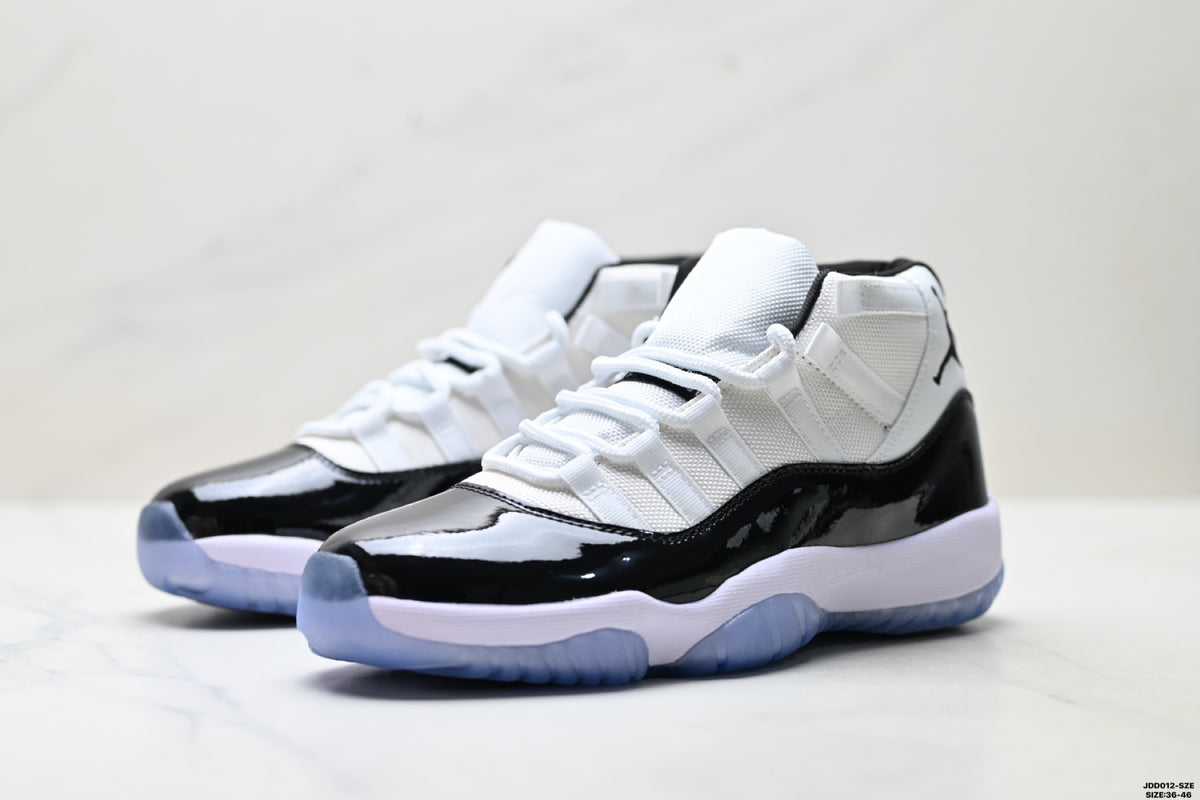 Air Jordan 11 Retro White Black and Icy Blue Unisex Sneakers Style 02 detail view 3