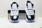 Air Jordan 11 Retro White Black and Icy Blue Unisex Sneakers Style 02 detail view 6