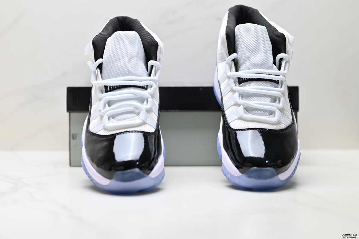 Air Jordan 11 Retro White Black and Icy Blue Unisex Sneakers Style 02 detail view 6