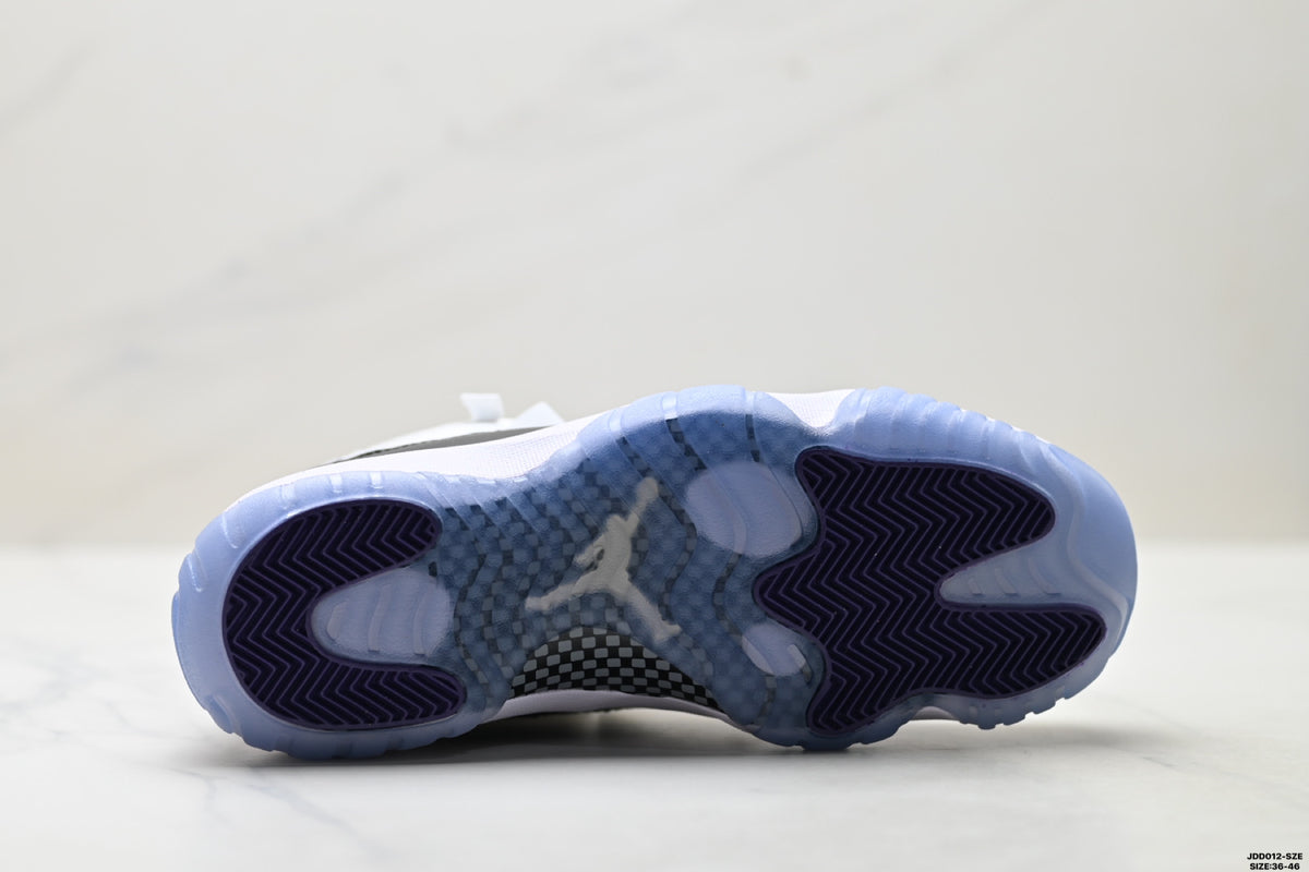 Air Jordan 11 Retro White Black and Icy Blue Unisex Sneakers Style 02 detail view 8