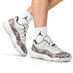 Air Jordan 11 Retro White Snakeskin Unisex Sneakers Style 04 on-foot main image