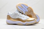 Air Jordan 11 Retro White and Metallic Gold Unisex Sneakers Style 05 detail view 4