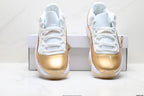Air Jordan 11 Retro White and Metallic Gold Unisex Sneakers Style 05 detail view 6