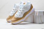 Air Jordan 11 Retro White and Metallic Gold Unisex Sneakers Style 05 detail view 7
