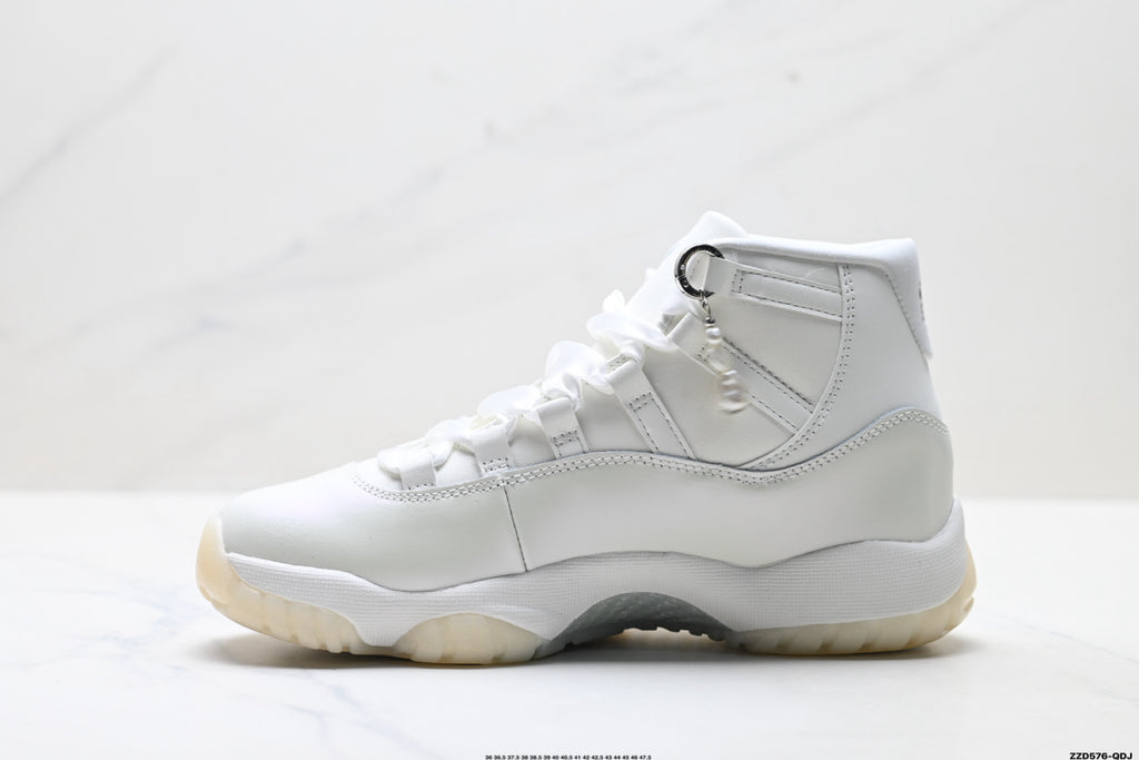 Air Jordan 11 Retro Triple White Unisex Sneakers Style 07 detail view 2