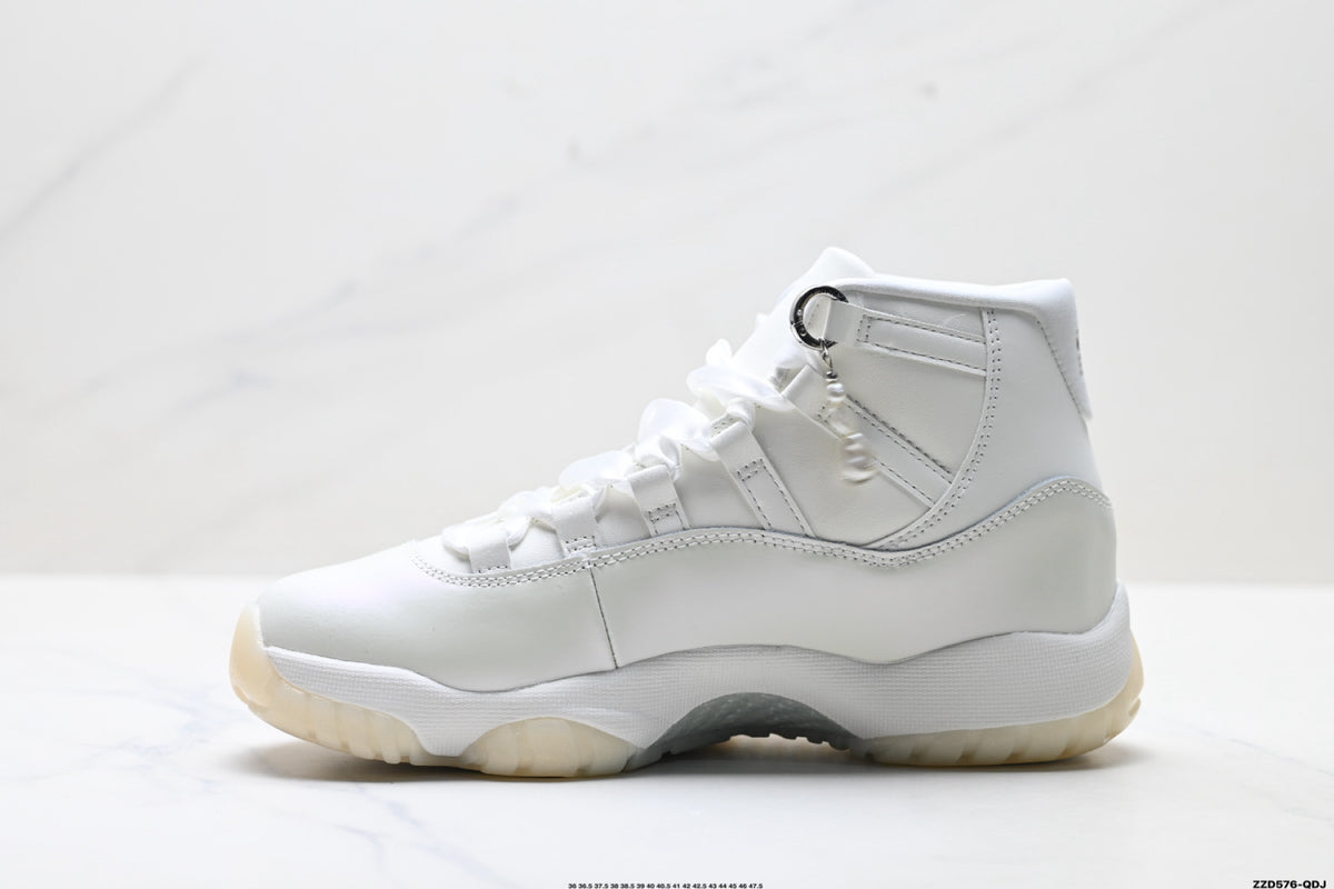 Air Jordan 11 Retro Triple White Unisex Sneakers Style 07 detail view 2