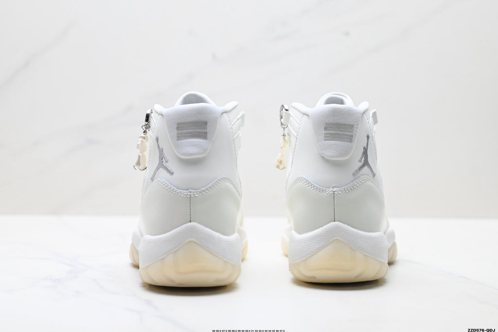 Air Jordan 11 Retro Triple White Unisex Sneakers Style 07 detail view 5