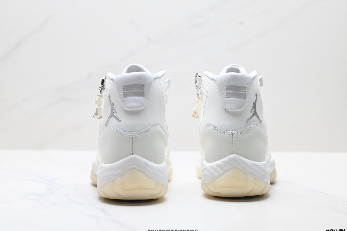 Air Jordan 11 Retro Triple White Unisex Sneakers Style 07 detail view 5